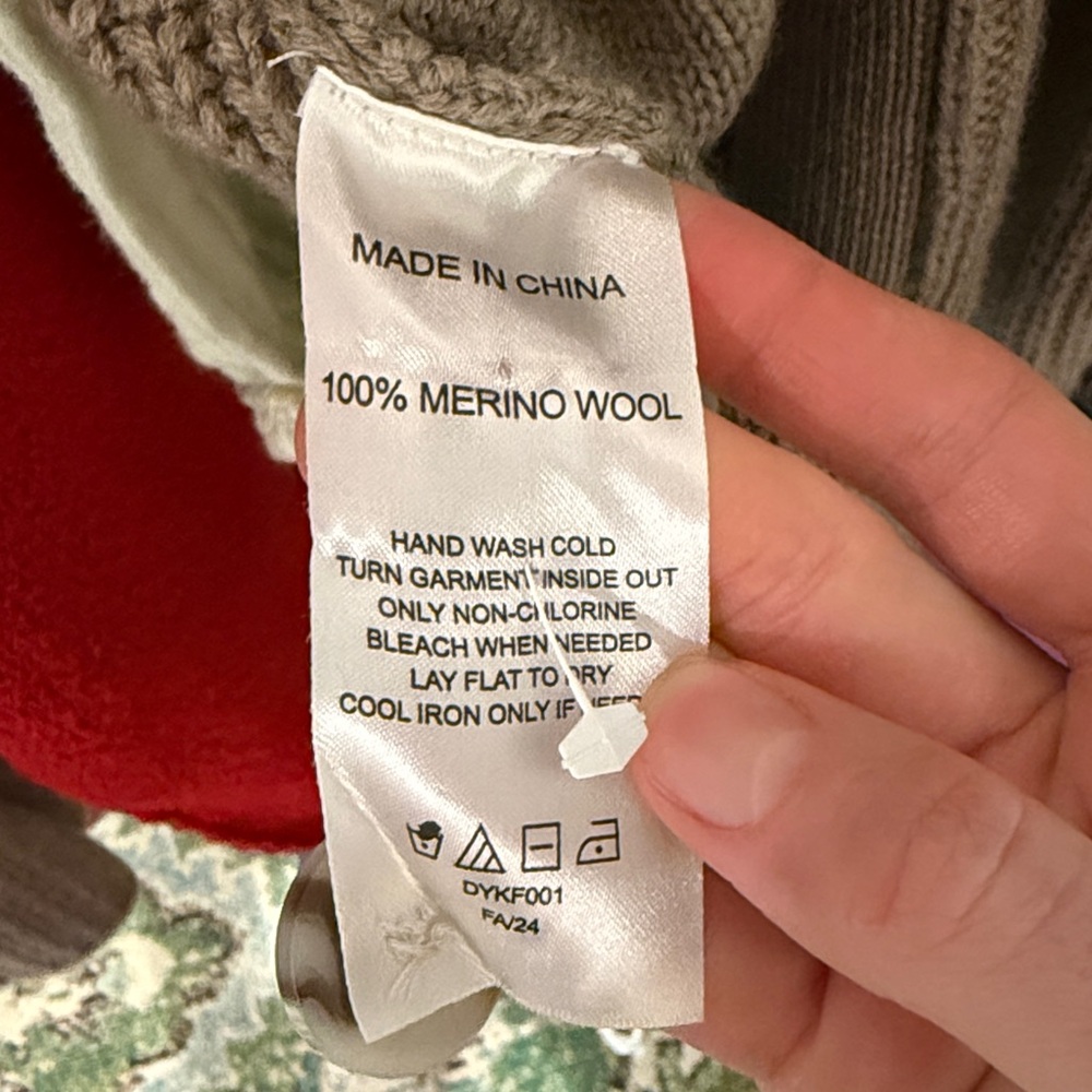 Quince Taupe Cable Knit Button-Up Sweater - Picture 9 of 9